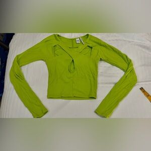 Twik Green Long Sleeve Crop Blouse